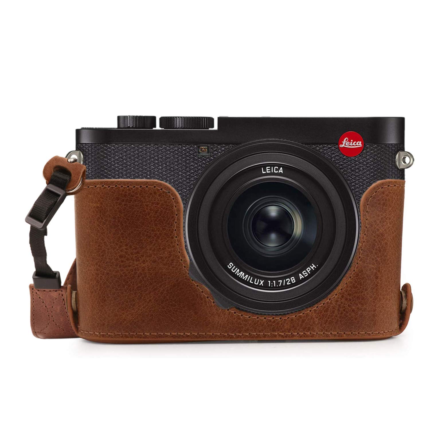 MegaGear MG1719 Ever Ready Genuine Leather Camera Half Case Compatible with Leica Q2 - Brown