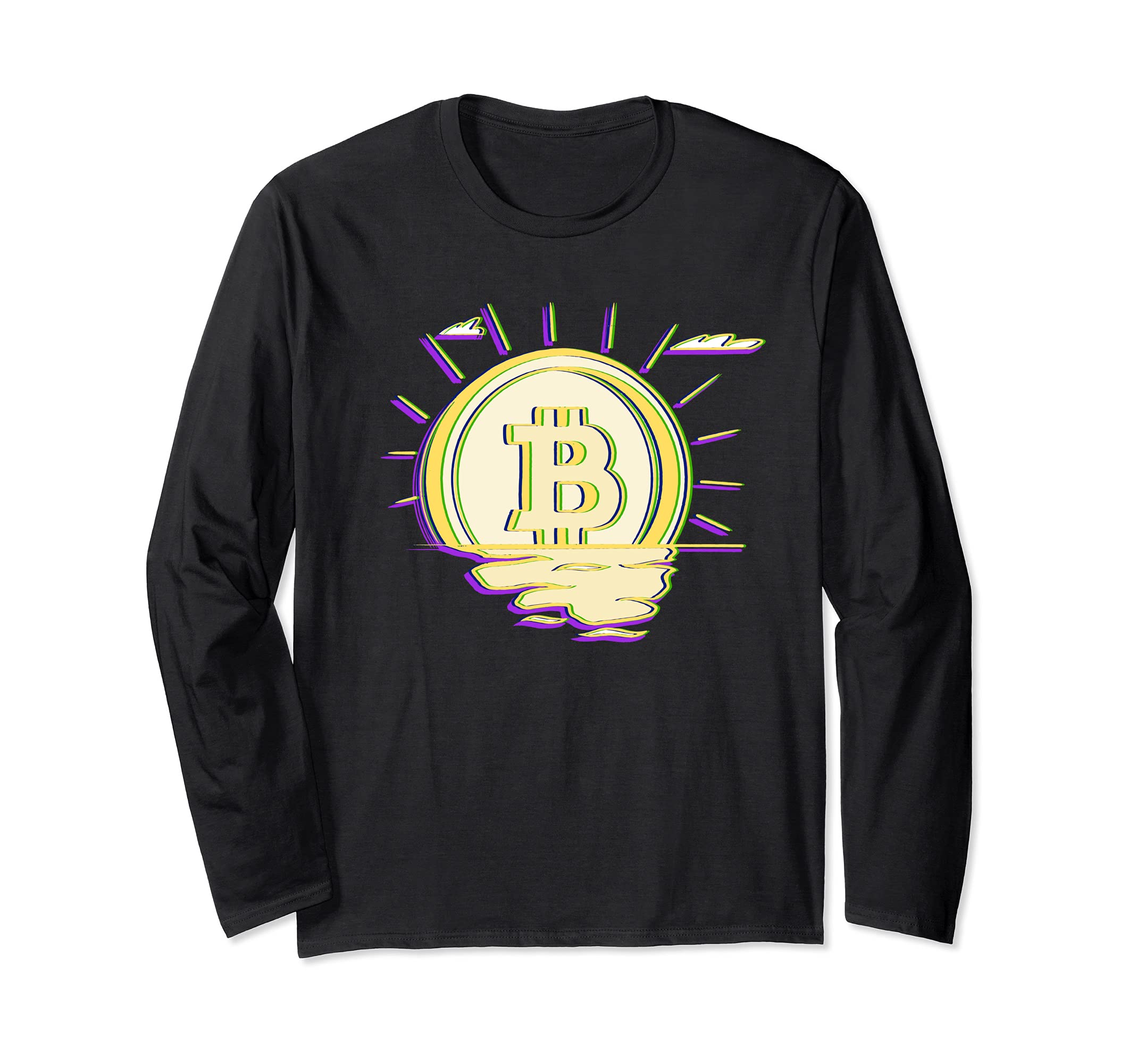 Retro Bitcoin sunset coin For Crypto Currency Traders Long Sleeve T-Shirt
