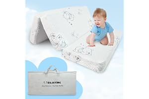 ESJAYING Trifold Pack and Play Mattress Pad, 38"x 26" Gel Memory Foam Baby Mattress for Pack N Play with Breathable Washable Cover, Portable Travel Pack N Play Mattresses Topper with Carry Bag