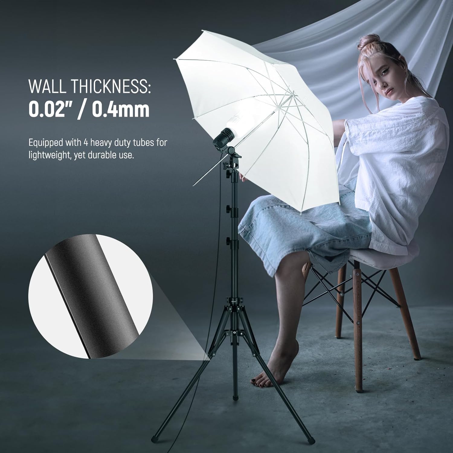 NEEWER Light Stand All Metal with 180° Reversible Legs, 70