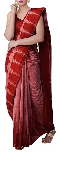 ODISHA HANDLOOM Womens Sambalpuri Cotton Saree (red kar_Red)