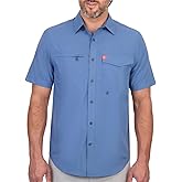 The American Outdoorsman Men's Featherweight Short Sleeve Button Down Fishing Shirt - Outdoor Sun Protection Moisture-Wicking