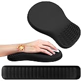 MEKASS Ergonomic Mouse Pad and Keyboard Wrist Rest Set, Super Soft Memory Foam Desk Wrist Support for Computer Keyboard, Non-