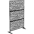 Elevens Patio Privacy Screen, Outdoor Privacy Screen with Stand Decorative Metal Privacy Screen Free Standing for Garden Backyard Balcony 72''Lx47''H,Black(Leaf)