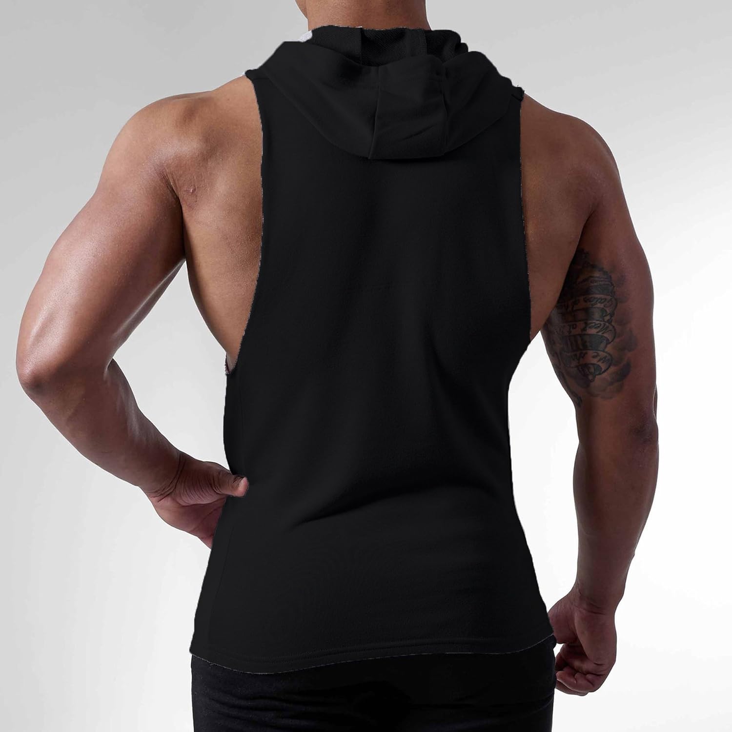 Magiftbox Mens Workout Hooded Tank Tops Sleeveless Gym Hoodies with 