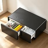 Gagawin Smart Coffee Table with Fridge and Bluetooth, Upgraded LT90-Black | Smart Living Room Table with Frozen Drawers, Dual Speakers, Wireless Charger, Touch Control, USB Ports, Atmosphere Light