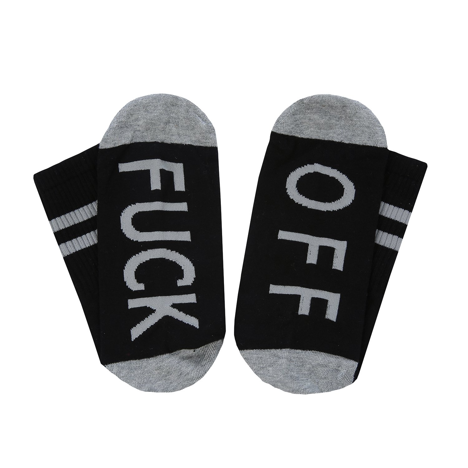 Chuanqi Womens Funny Saying Socks Fuck Off Half Crew Cotton Letter Printed Ribbed Knit Socks