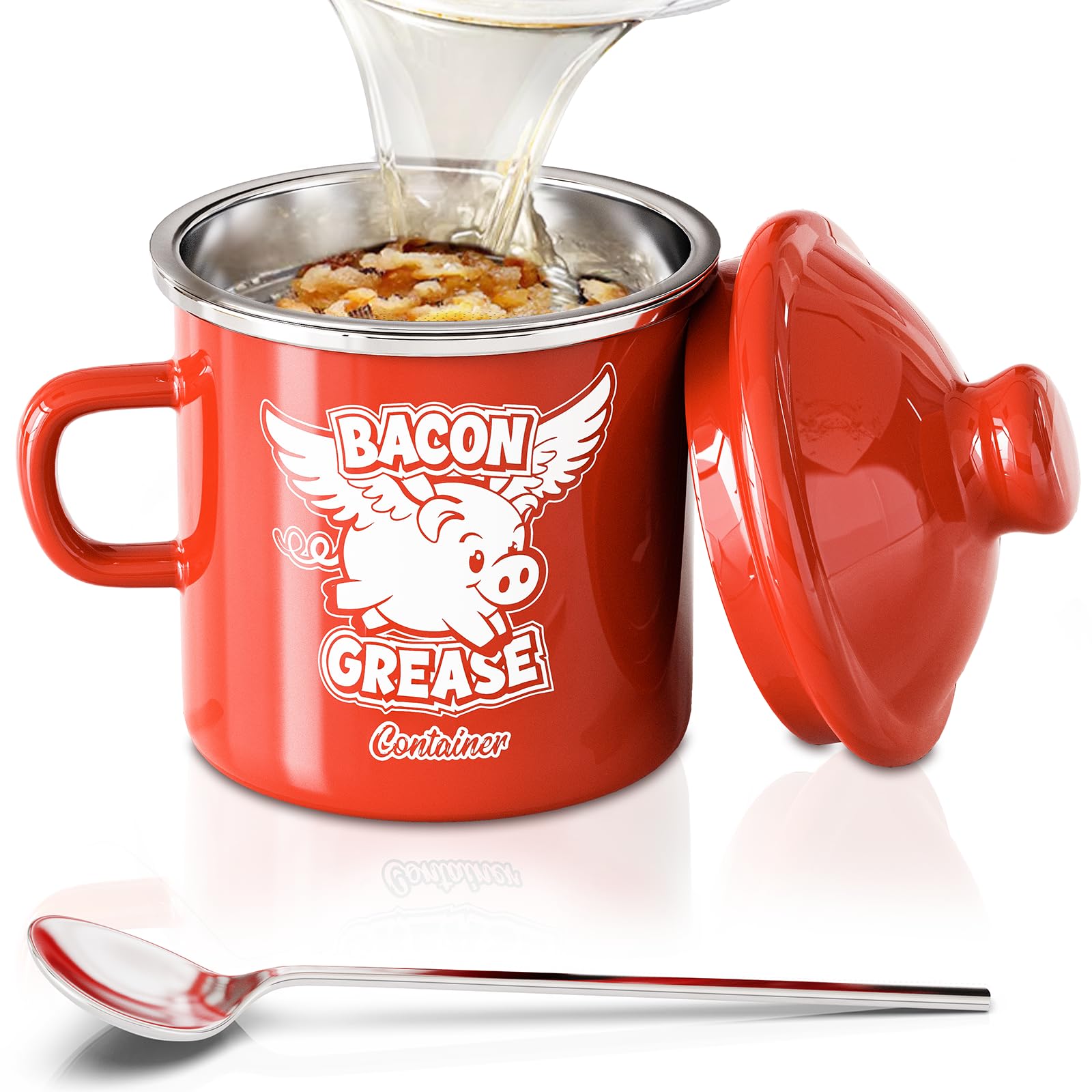 PGYARD Mini Bacon Grease Container With Strainer