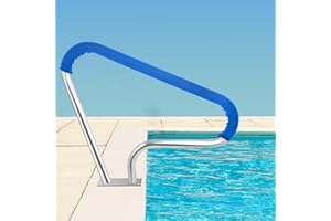 YEEZOO 39x32 Inground Pool Rail, #304SS Swimming Pool Stair handrail with no-Slip Cover, mounting Base & Accessories.