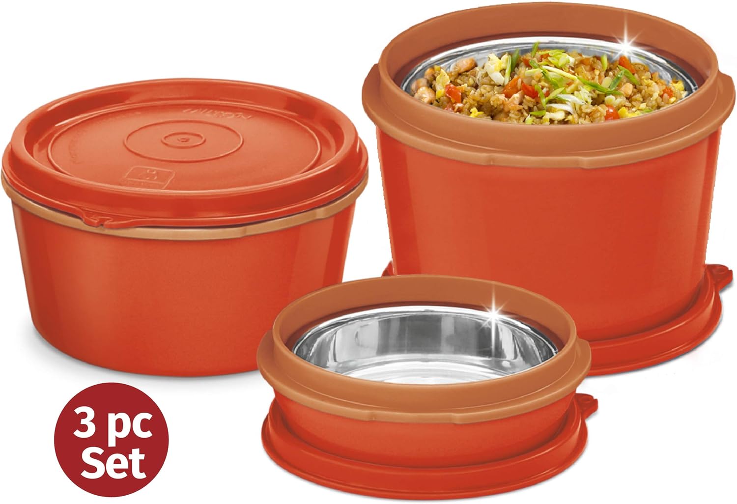 MILTON Bento Lunch Box Set 3 MICROWAVEABLE Stainless Steel Meal Prep