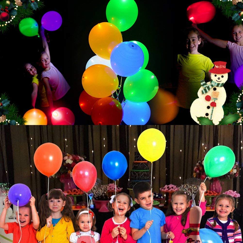 M.C.works 32 Pack Light Up Balloons Party LED Balloons Fun time, 8 Colors Balloon, Colorful Warm Light, Lasts 12-24 Hours Birthday, Wedding, Parties, 7 Blossom Clips & Ribbon Included.
