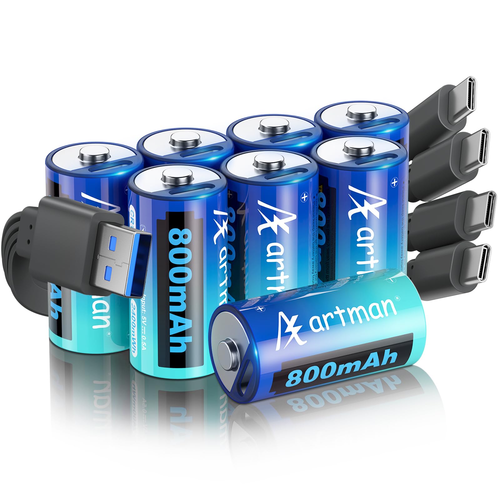 Photo 1 of **MISSING PARTS**
 CR123A 3V Lithium Battery 800mAh 8 Pack, Type-C CR123A Rechargeable Batteries CR17345 Battery Compatible with Arlo Cameras VMC3030 VMK3200 VMS3330 3430 3530, Flashlight Microphone