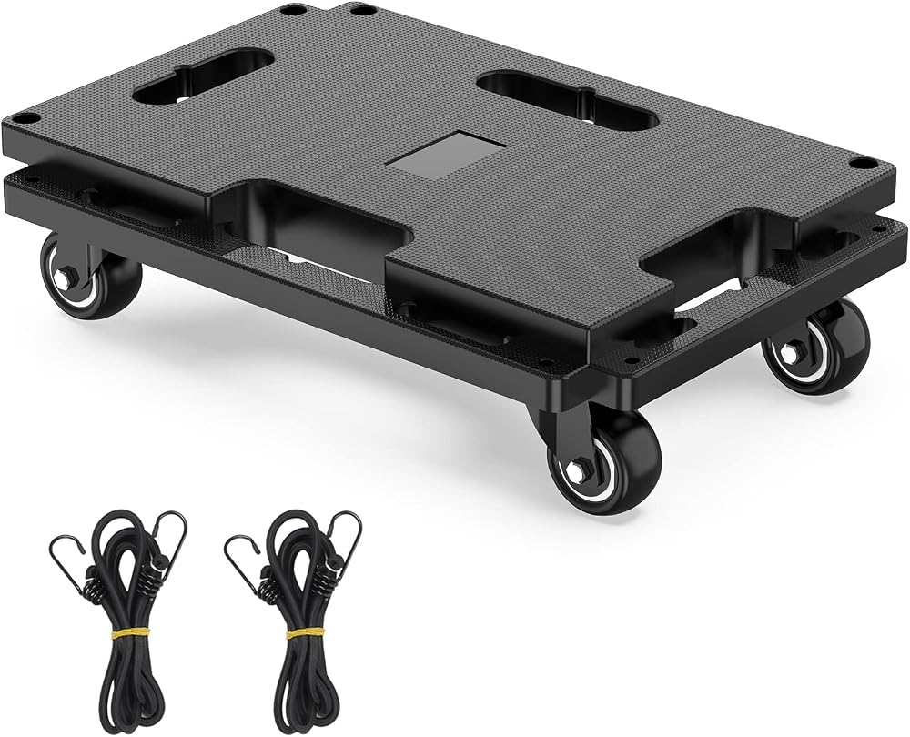 SOLEJAZZ Moving Furniture Dolly 200 KG Capacity 4 Wheel Heavy Duty Black