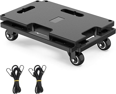 SOLEJAZZ Moving Furniture Dolly 200 KG Capacity 4 Wheel Heavy Duty Black