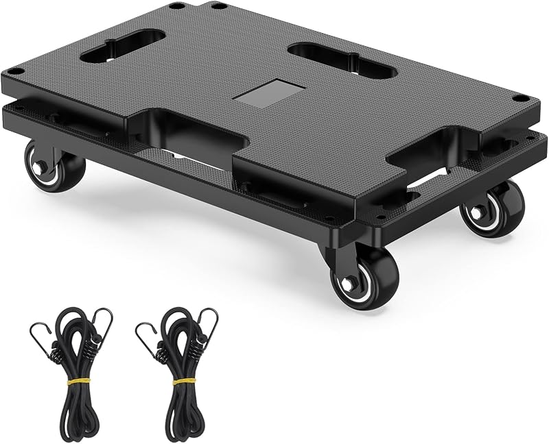 SOLEJAZZ Moving Furniture Dolly 200 KG Capacity 4 Wheel Heavy Duty Black