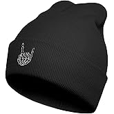 SHUNLCD Skull Goth Knit Beanie Hats for Men and Women, Christmas Cool Emo Gothic Skeleton Gifts