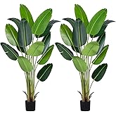 CETRD Artificial Bird of Paradise Plant 6Ft Fake Tropical Palm Tree with 13Trunks Faux Banana Leaf Trees in Pot for Home Indoor Outdoor Office Modern Decor Housewarming Gift(2Pcs)