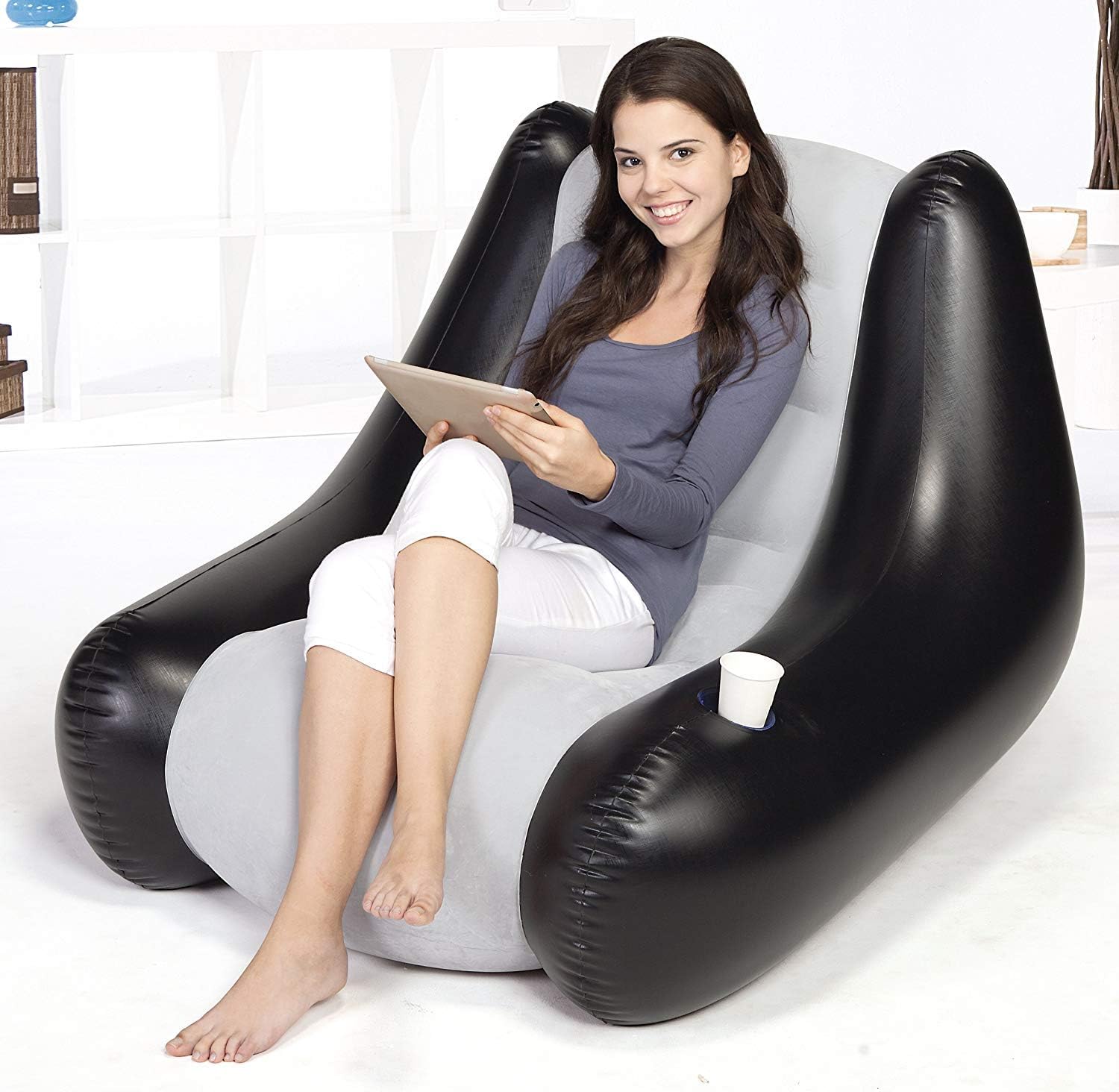 NHR Bestway 1 Seater Perdura Air Chair, PVC Inflatable (Multicolor)