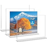 Douildhaiy Acrylic Picture Frame 5x7 inches, 4 Pack Clear Plastic Picture Frames Holder Standing,Double Sided Picture Desktop Display for Photo Home Office - Horizontal