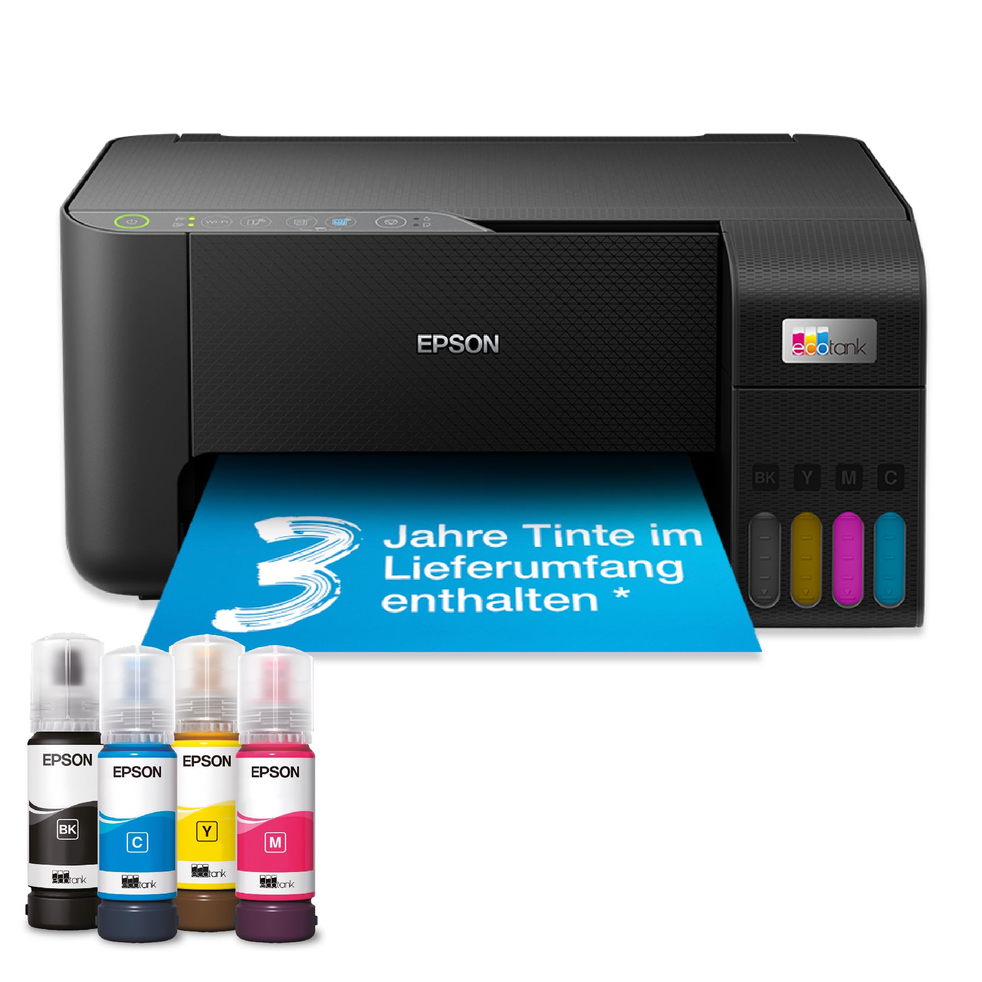 Epson EcoTank ET-2862 Tintentankdrucker | für vielbeschäftigte Haushalte | WLAN | A4 | Drucken, Kopieren, Scannen | inkl. Tinte für bis zu 3 Jahre