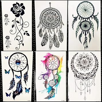 Mrkal Noir Henné Dreamcatcher Autocollant De Tatouage
