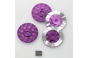 Chanmoo 1/10 RC Aluminum Alloy 12mm Hex Drift Wheels Rim Tires Hub Brake Disc Compatible with 1/10 RC On Road Rally Touring Racing Street Car Traxxas Tamiya HSP HPI Redcat Racing 4PCS (Purple)