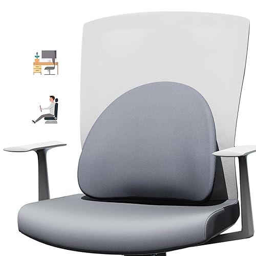 SHAKERINO Lumbar Support Pillow for Office Chair & Car - Ergonomic Back Support for Office Chair, Enhances Car Seat Comfort, All-Season Memory Foam for All-Day Relief & Better Posture (Gray)