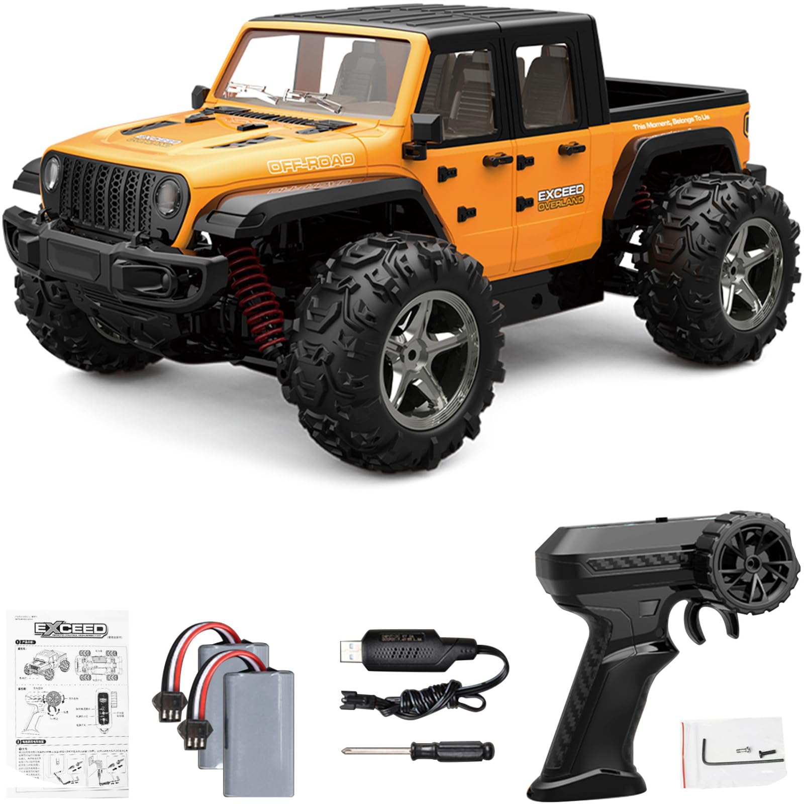 Photo 1 of captainrc 1: 20 Full Scale High Speed RC Racing Four-Wheel Drive Climbing Remote Control Off-Road Vehicle Model, Equipped with 2 Fast Rechargeable Batteries, with a Range of up to 1 Hour (Orange)