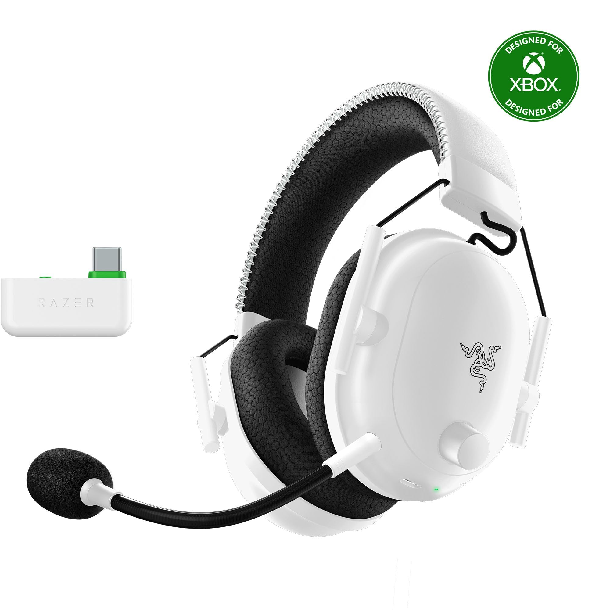 Photo 1 of **MIC DOES NOT WORK**Razer BlackShark V2 Pro Wireless Xbox Gaming Headset: 50mm Drivers - Super Wideband Mic - Noise Isolating Earcups - for Xbox, PS5, Nintendo Switch 2, PC, Mac - Bluetooth, USB-C - 70hr Battery - White
