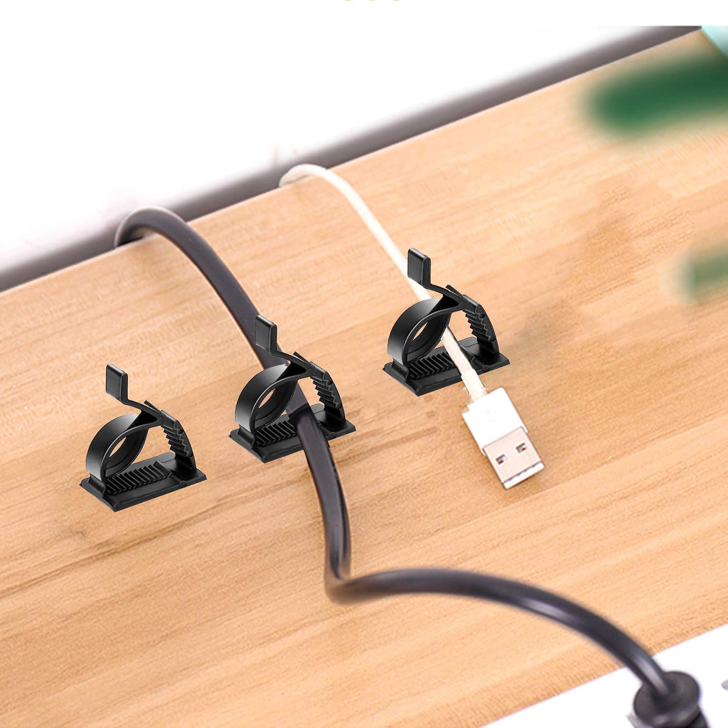 50 PCS Adjustable Wire Clips,Cable Clips Self Adhesive Cable Holder Sticky Wire Management Clips Cable Drop Wire Holder Electrical Cable Tidy Clips Cable Cord Organiser for Desk Wall Home Office Car - Image 5