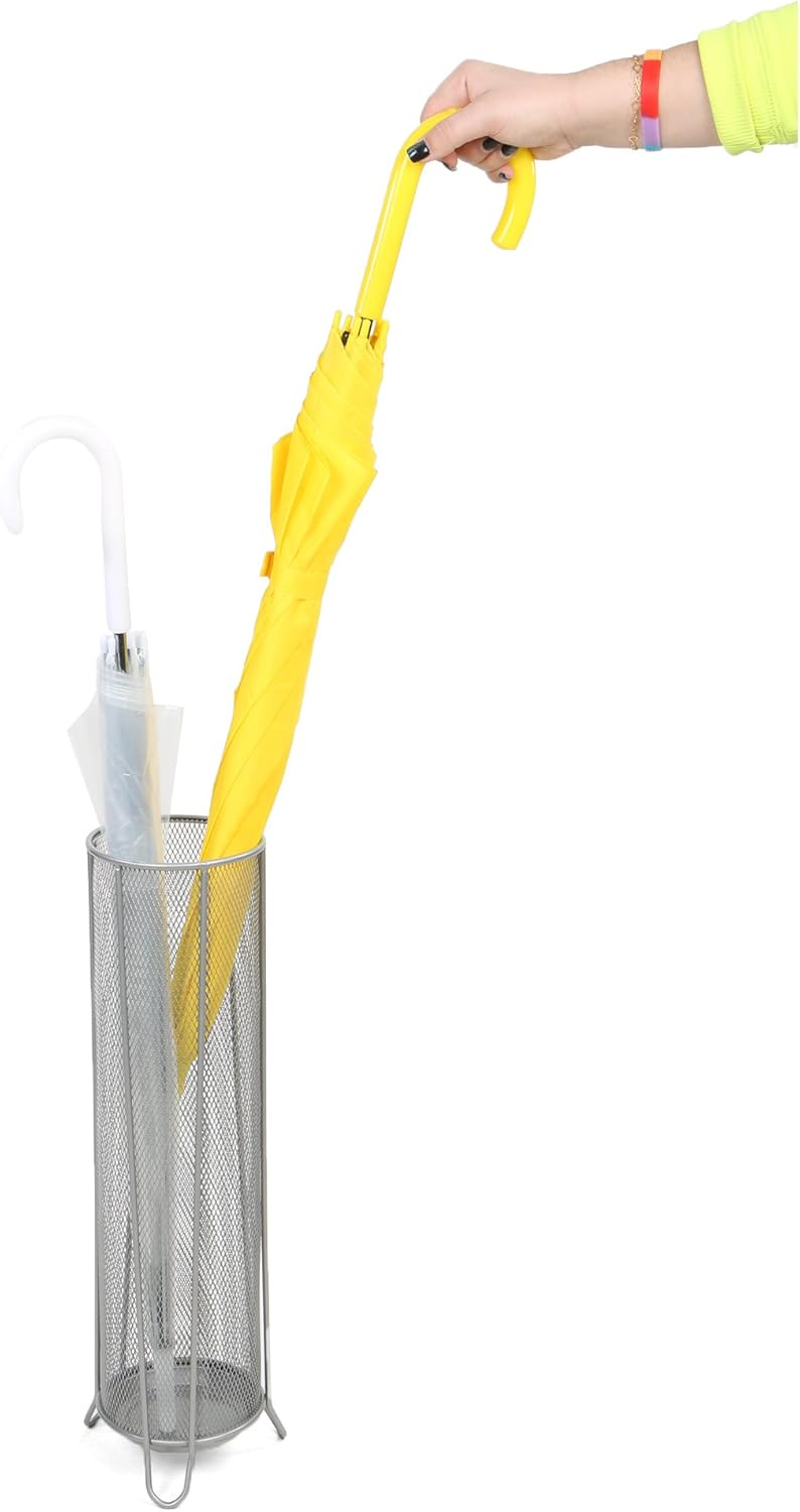 indoor umbrella holders on Home Entry Hallway Umbrella Holder Metal Mesh Basket Office Decor White Mind Reader Umbhthin Wht Thin Umbrella Racks Home Kitchen Ilsr Org