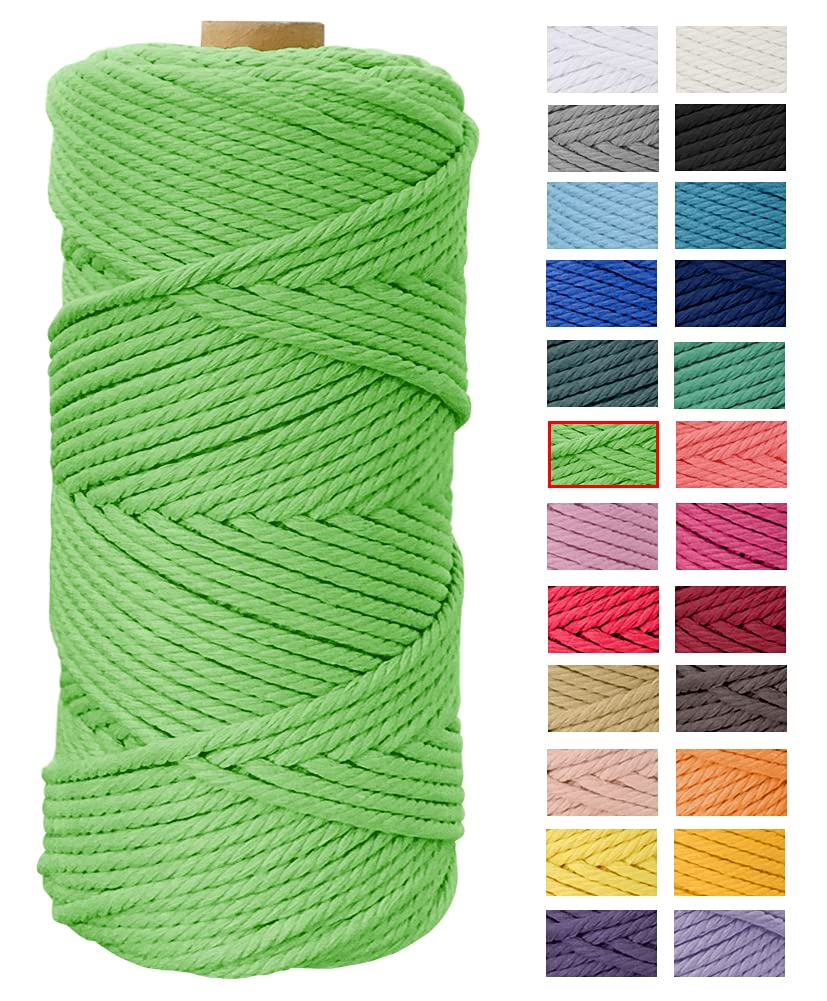 Macrame Cord 4mm x 109 Yards, JeogYong Thick Natural Cotton Cord Yarn Thread, 4-Strand Twisted Spool Twine String Cotton Rope for DIY Crafts, Wall Hanging, Plant Hangers, Home Decoration (Grass green) — image 1