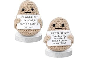 EROMAP 2Pcs Funny Positive Potato, Funny Birthday Gifts Knitted Potato with Positive Card Funny Decor Positive Potato Crochet for Encouragement Gifts for Friends