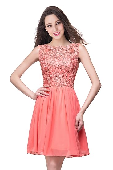 Misshow Damen Cocktailkleid Mini Elegant Kurz Spitze Ärmellos Partykleid Ball Abendkleid
