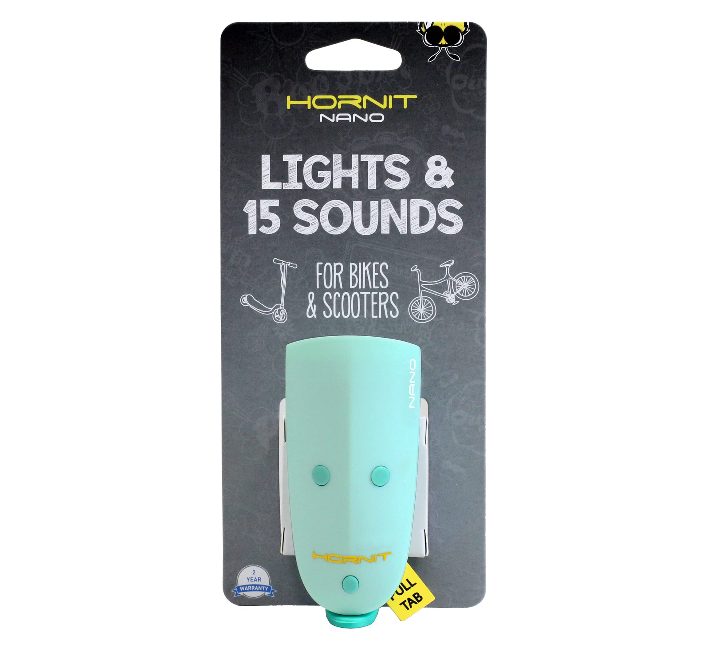 Hornit Mini Nano - Bike & Scooter Horn and Light for Children and Kids - 15 Sound Effects / 3 Light Settings
