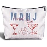 Zomhix Trendy Mahjong Cocktail Makeup Bag, Mahjong Lover Player Gifts Cosmetic Bags for Women, Gifts for Cocktail Lovers Makeup Zipper Pouch