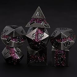 Metal DND Polyhedral Dice,Large Stripe Glitter