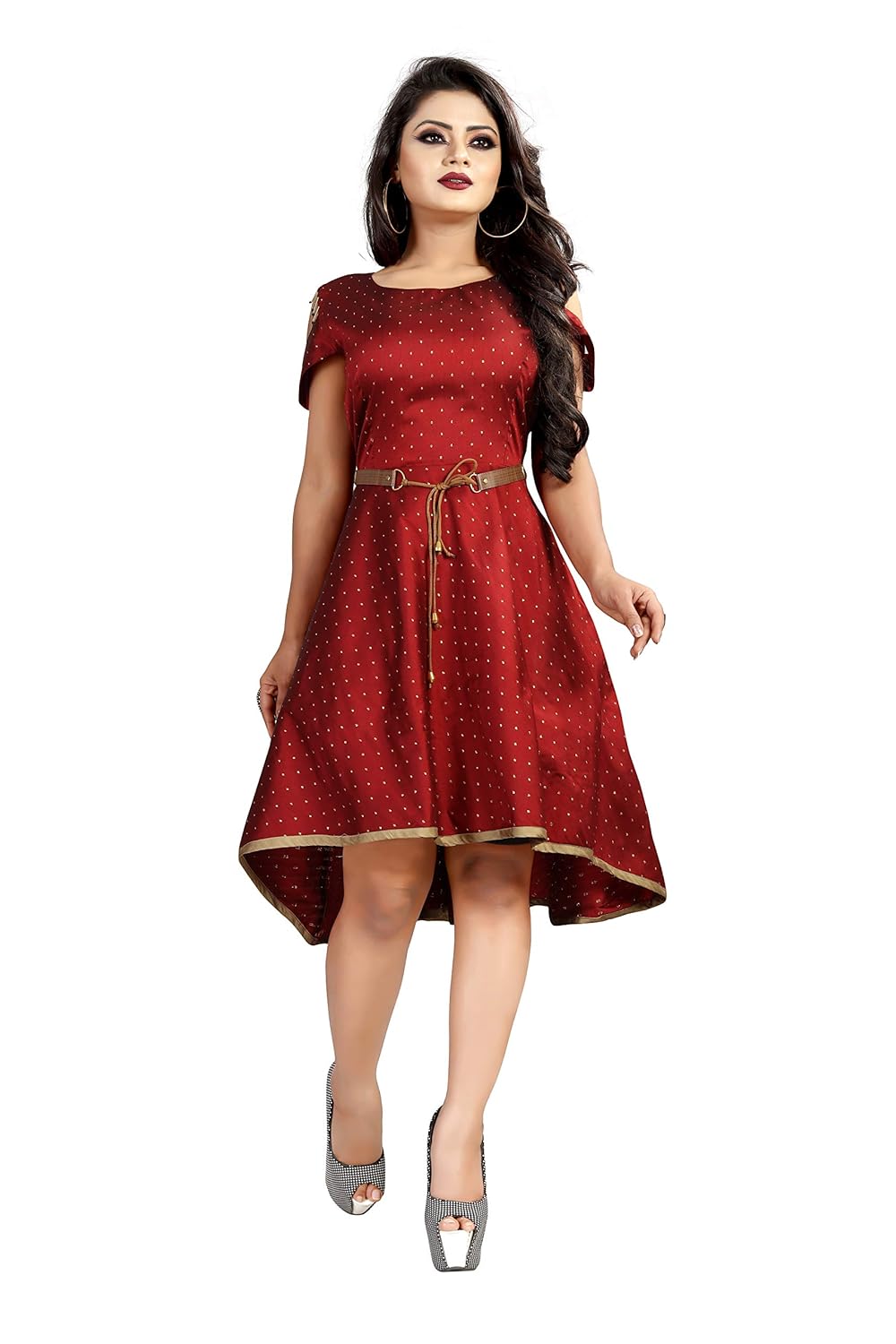 red one piece dresses knee length