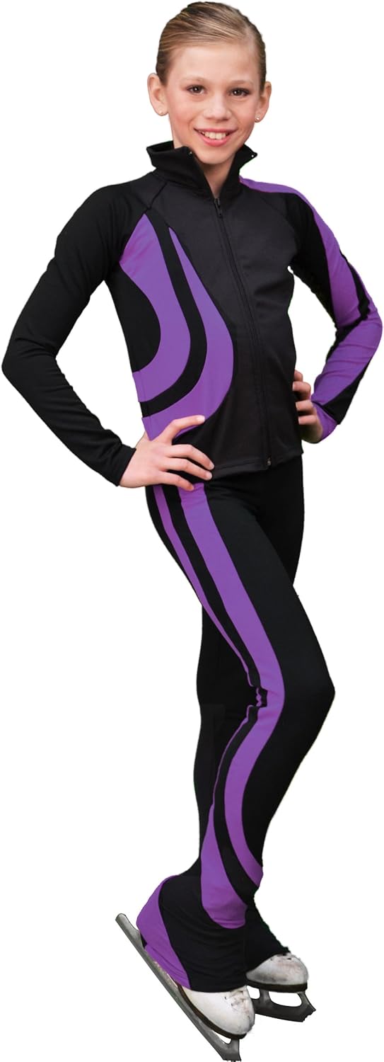 ChloeNoel P26 - Swirls Figure Skating Pants Purple Child Medium: Clothing