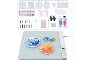 Alldeer Epoxy Resin Kit with Heating Mat, 16OZ Resin Art Kit with Curing Machine, 6PCS Silicone Molds, Dried Flowers, Complete DIY Set for Making Coasters, Ornaments and Bookmarks, Ideal for Beginners
