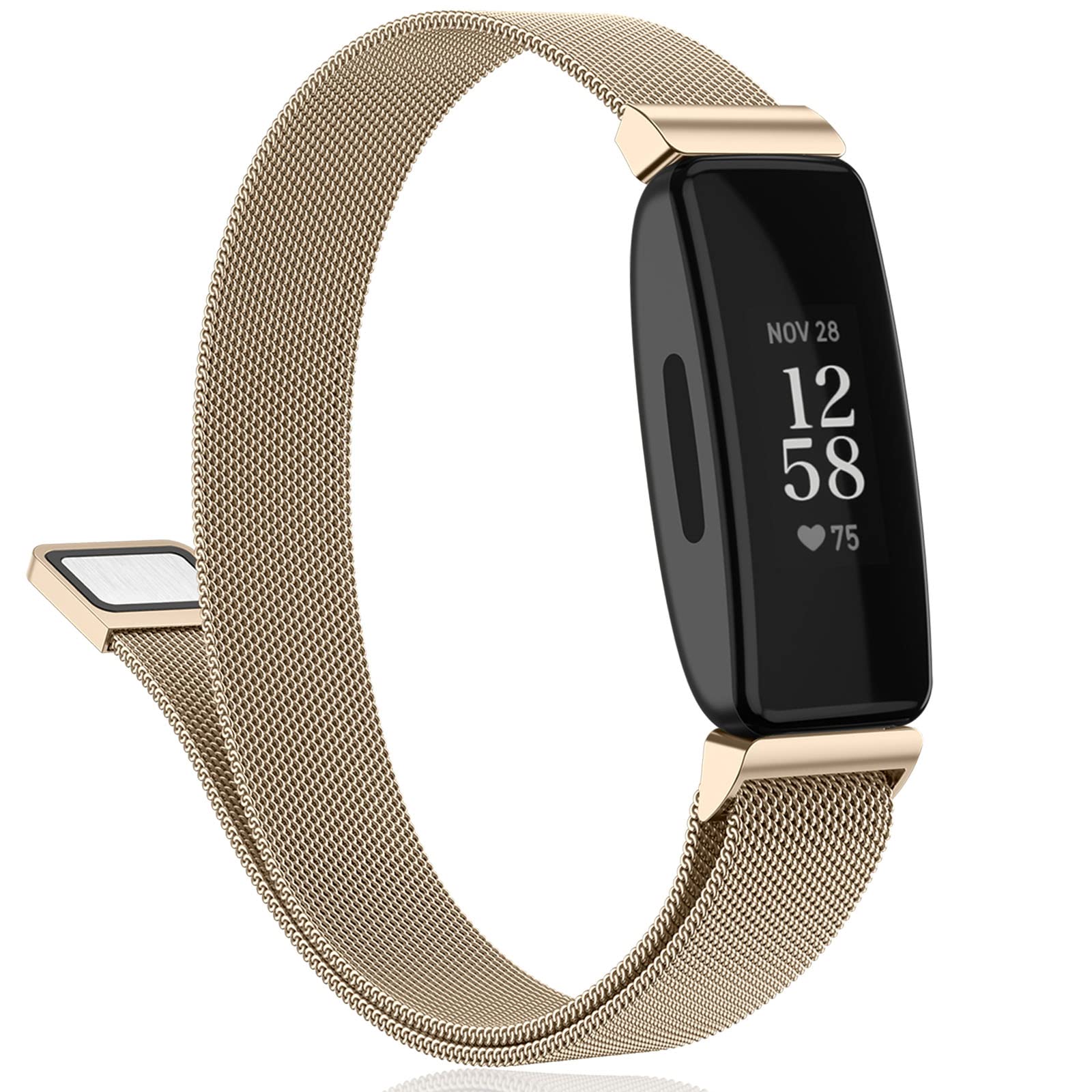 Oumida Compatible for Fitbi t Inspire 2 Strap Women Men, Stainless Steel Metal Replacement Wristband Compatible with Fitbi t Inspire 2/Fitbi t Inspire HR/Fitbi t Inspire(Small,Rose Gold)