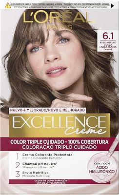 L'ORÉAL PARIS Excellence Creme Permanente - Tonalidade 6.1 Loiro Cinzento Escuro