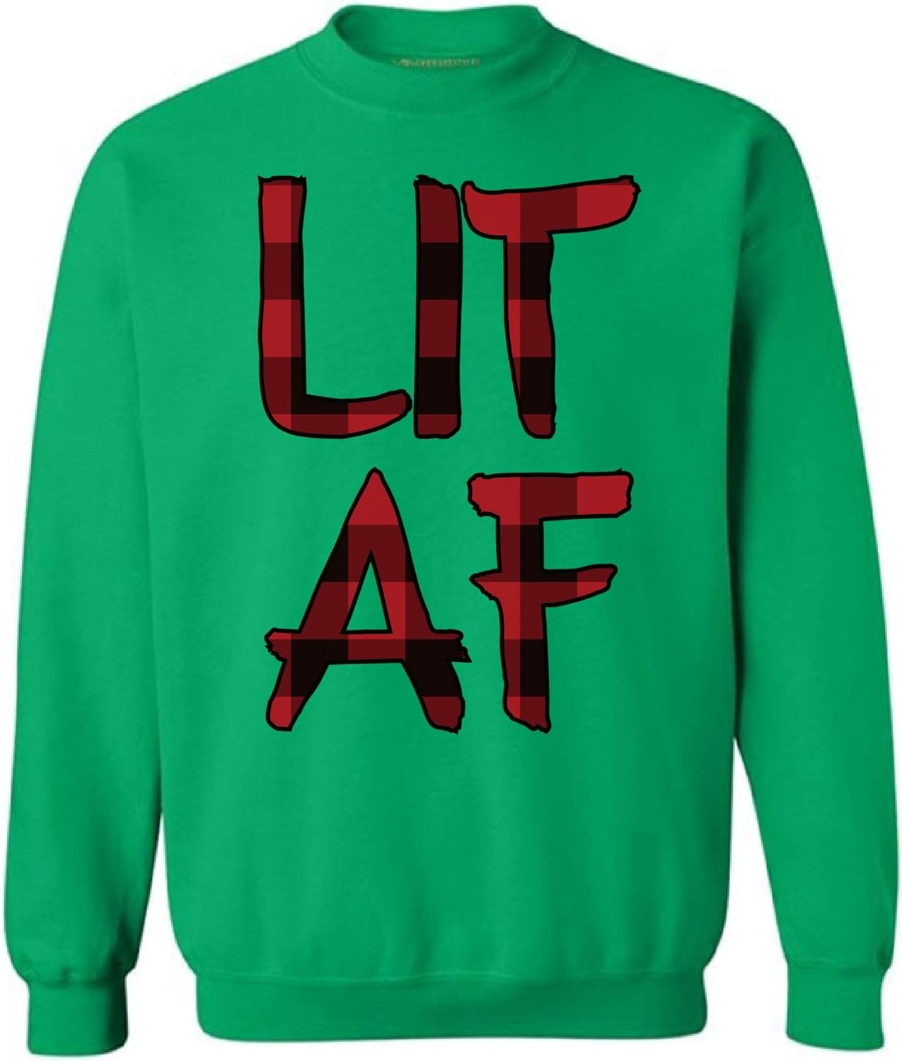 Awkward Styles Ugly Xmas Sweatshirt Christmas Lit AF Plaid Sweater at Amazon Menâs Clothing store