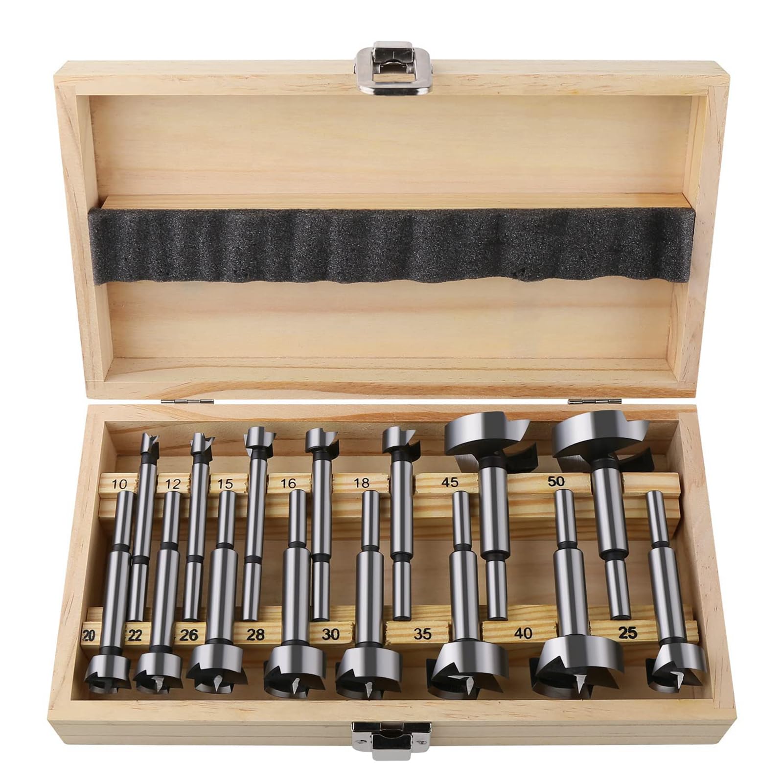 Vearter 10-50mm 15PCS/Set Carbon Steel Drill Bits Woodworking Self-Centering Hole Saw Kit Woodcutting Tools