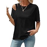 SOFIA'S CHOICE Women Distressed Short Sleeve T Shirts Loose Fit Casual Summer Ripped Tee Top