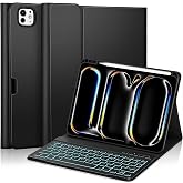 MMK for iPad Pro 11 inch Case with Keyboard M5/M4, Magnetic Wireless | Detachable 7-Color Backlit Keyboard with Pencil Holder, Stain Proof Folio Cover, for iPad Pro 11 in 2025 2024, Black