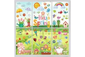 JMANNI Window Stickers for Home Floral Window Clings Spring Nature Flower Window Decals Toddler Kids Anti-Collision Doors Stickers Art to Prevent Bird Strike