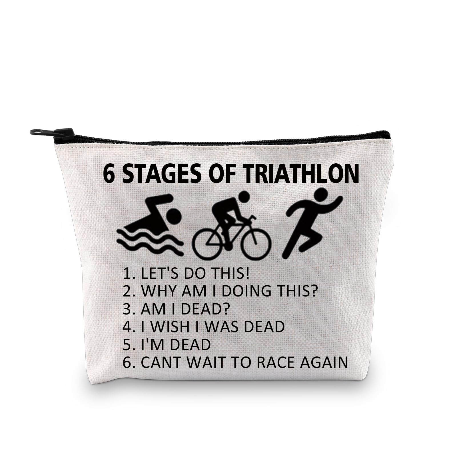 PXTIDY Triathlon Gifts Six Stages of Triathlon Tri Harder Triathlete Cosmetic Bag Swim Cycle Run Gift for Triathlon Athletes