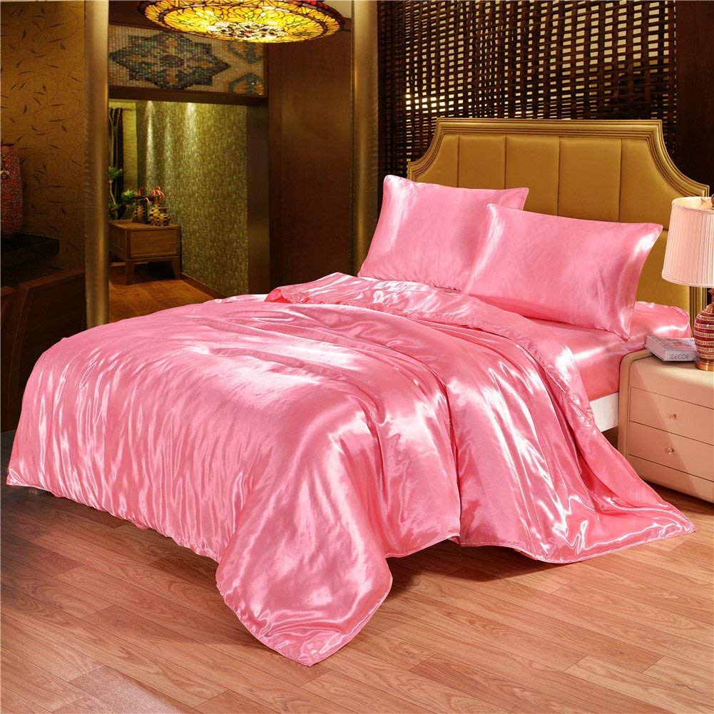 DreamX Luxury Silk Satin Pillowcase for Hair and Skin 2 Pack- King Size(20x40)- Pink