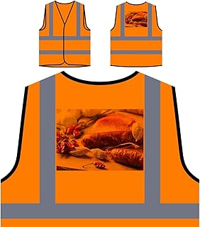 Fleisch-Fest Salami Italien New World Chef Personalisierte High Visibility Orange Sicherheitsjacke Weste b958vo